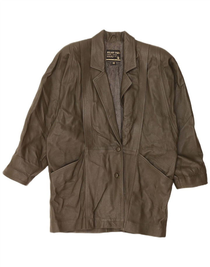 Cappotto in pelle da donna JULIAN VARD UK 14 Grande pelle verde