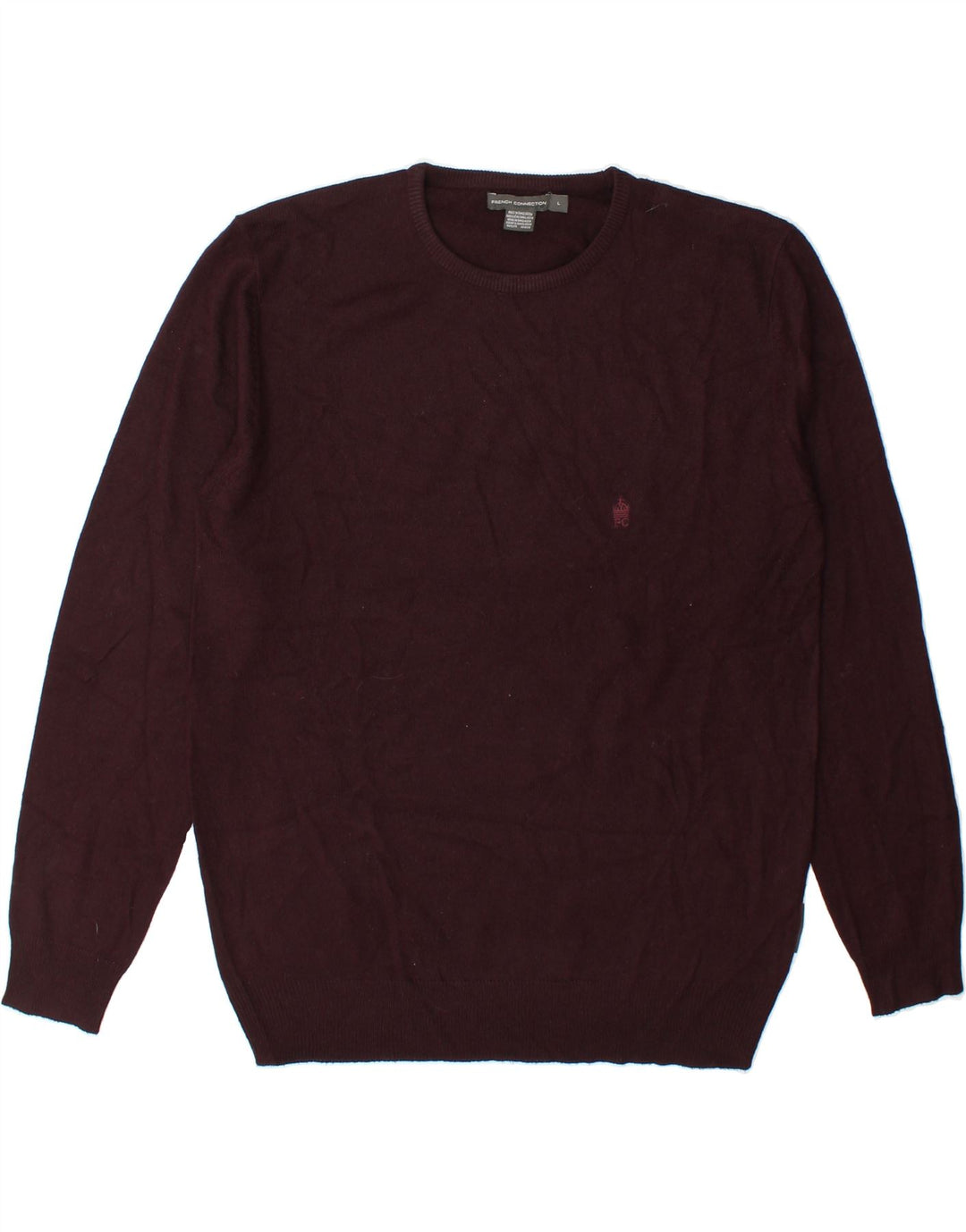 FRENCH CONNECTION Mens Crew Neck Jumper Sweater Large Burgundy Acrylic Vintage French Connection and Second-Hand French Connection from Messina Hembry 
