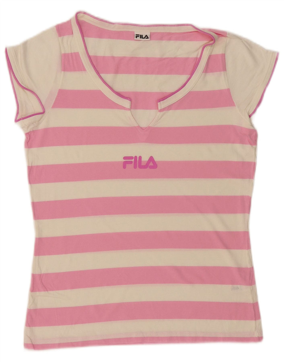 Maglietta grafica da donna Fila Top UK 12 Cotone a righe rosa medio