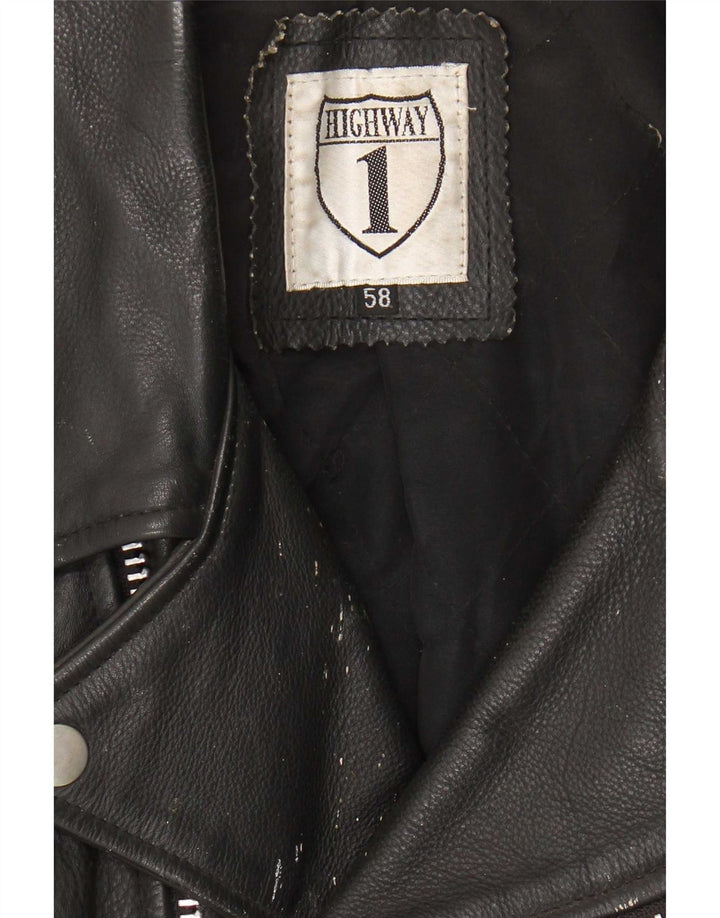 Giacca da motociclista in pelle da uomo Highway 1 taglia 58 3XL nera