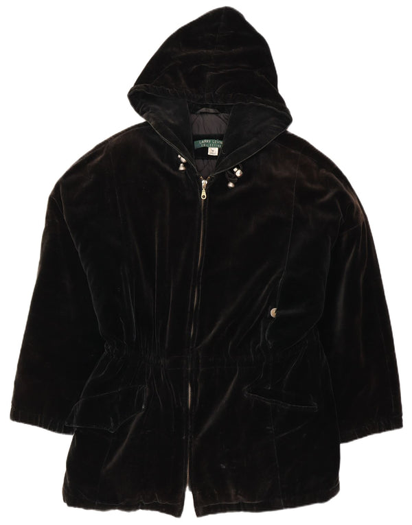 LARRY LEVINE Womens Hooded Loose Fit Windbreaker Jacket UK 14 Medium Black