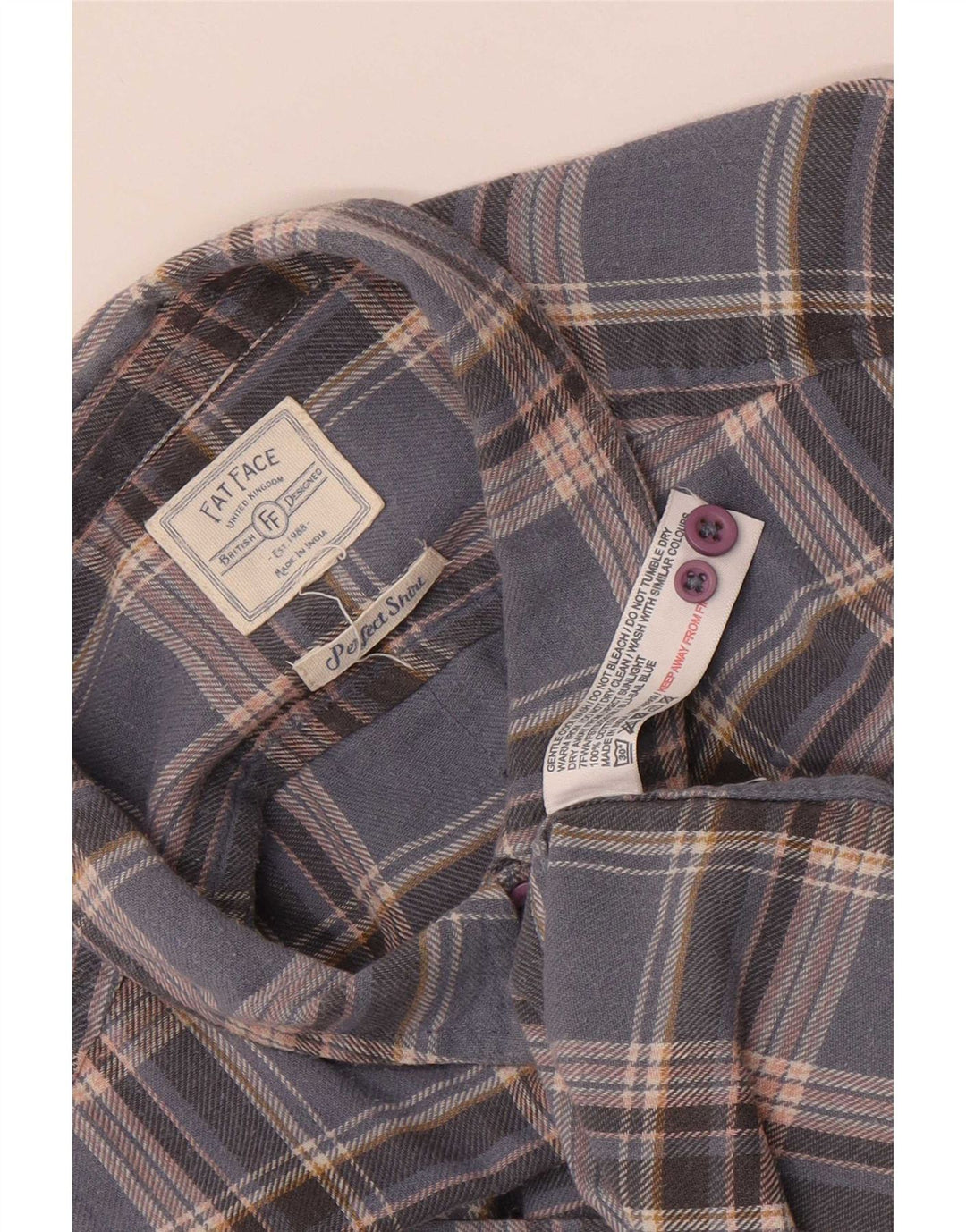 Camicia di flanella da donna Fat Face UK 12 Cotone a quadri blu medio