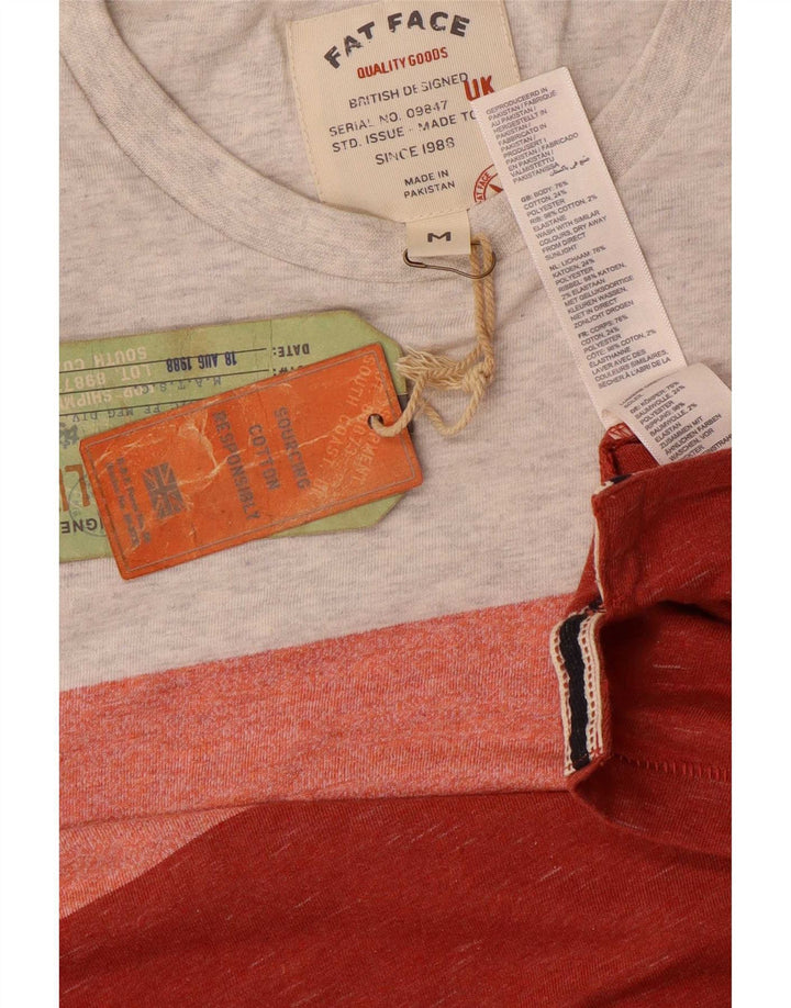 T-shirt da uomo Fat Face Top in cotone a righe rosse medie