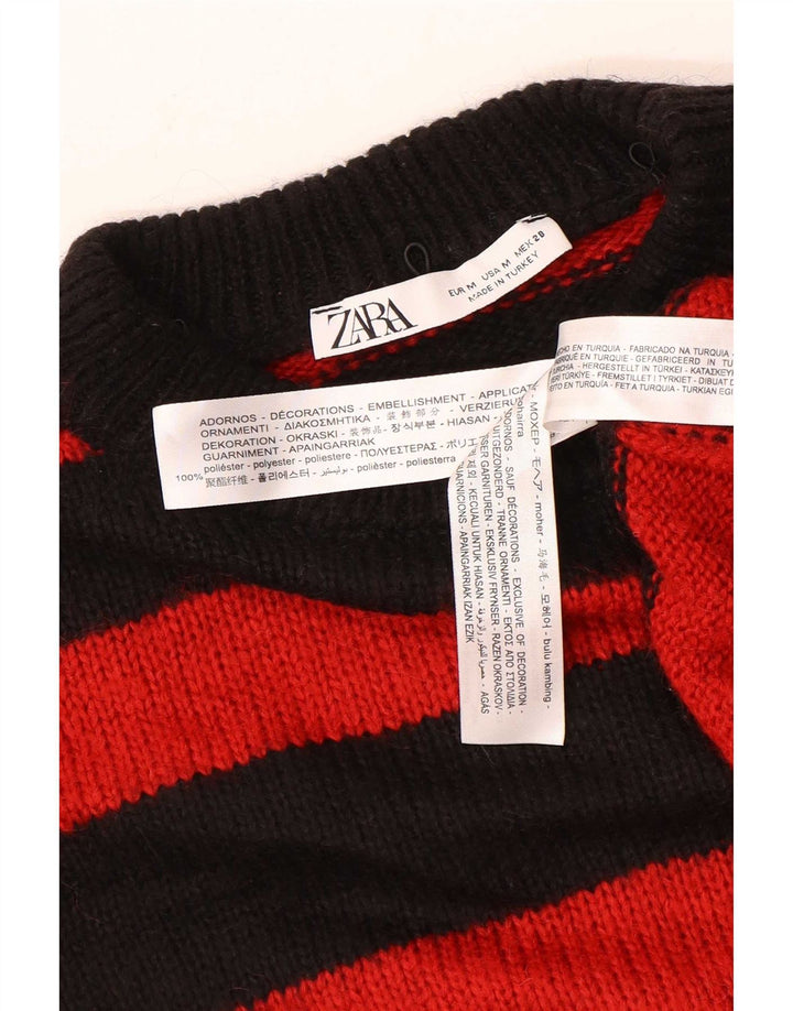Maglione Zara da donna oversize con scollo a barca UK 14 medio a righe nere