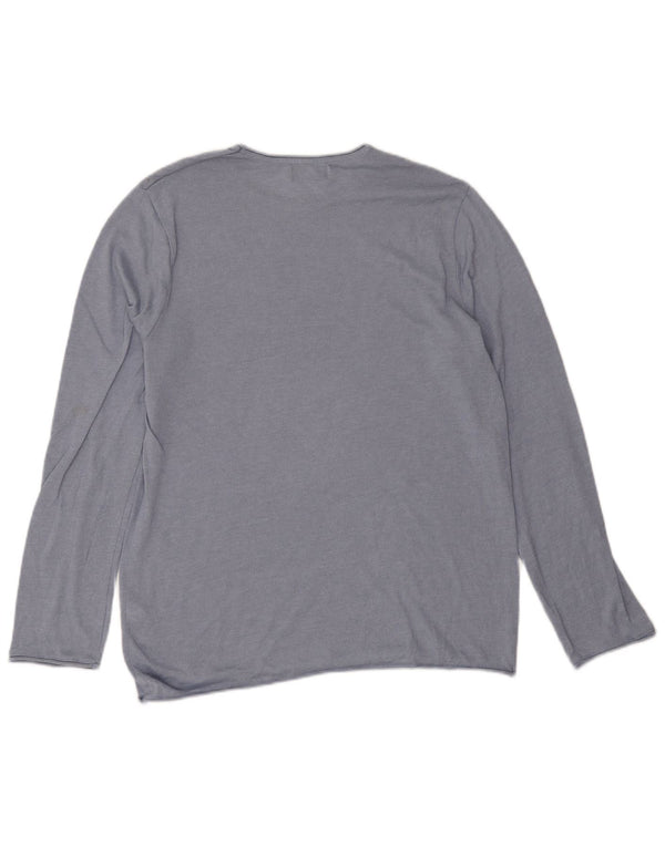 Maglione maglione girocollo da uomo Zara in cotone blu medio