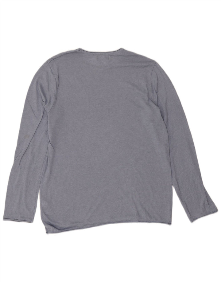 Maglione maglione girocollo da uomo Zara in cotone blu medio