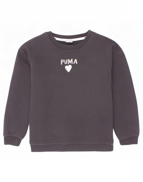 Felpa grafica per ragazze Puma 9-10 anni in cotone nero