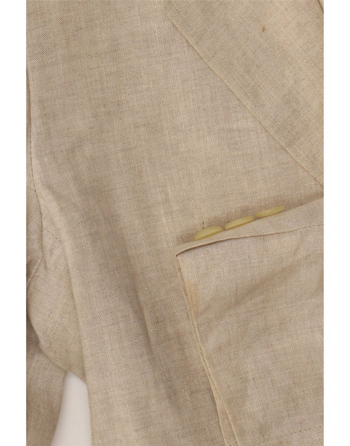 Giacca Blazer a 2 Bottoni da Donna Benetton IT 40 Small Beige Lino