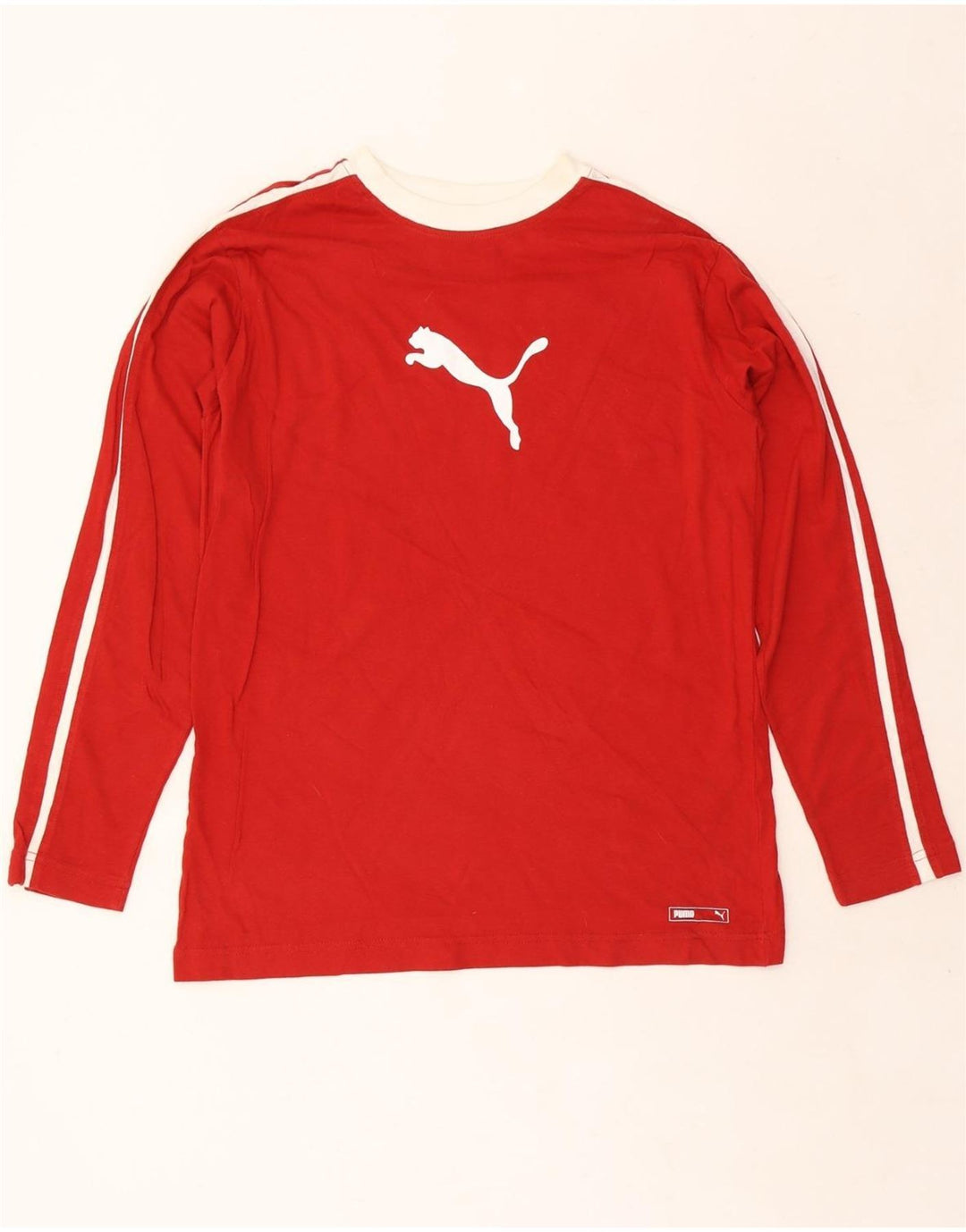 PUMA Top grafico da uomo a maniche lunghe rosso medio color block