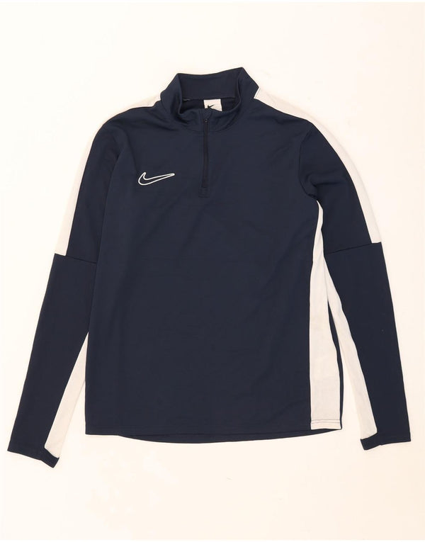 Top della tuta pullover Nike Dri Fit da uomo, color block medio blu navy