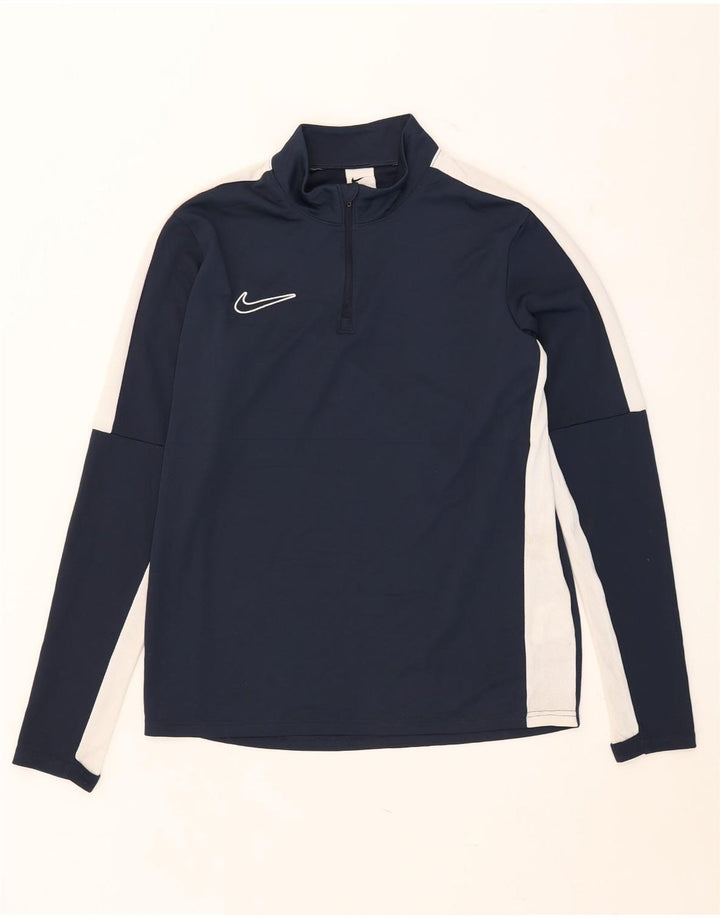 Top della tuta pullover Nike Dri Fit da uomo, color block medio blu navy