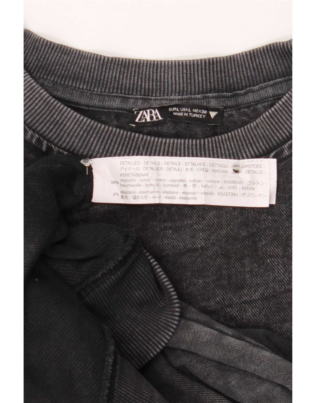 Felpa oversize da donna Zara UK 16 grande cotone grigio