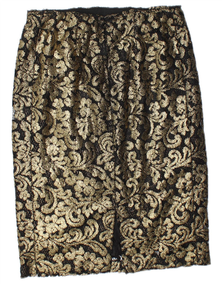 Gonna a tubino vintage da donna W30 con motivo cachemire oro medio