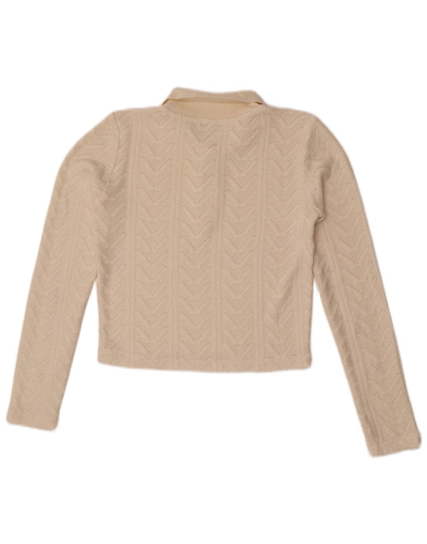 Maglione corto con collo alto da donna Zara UK 12 medio bianco sporco