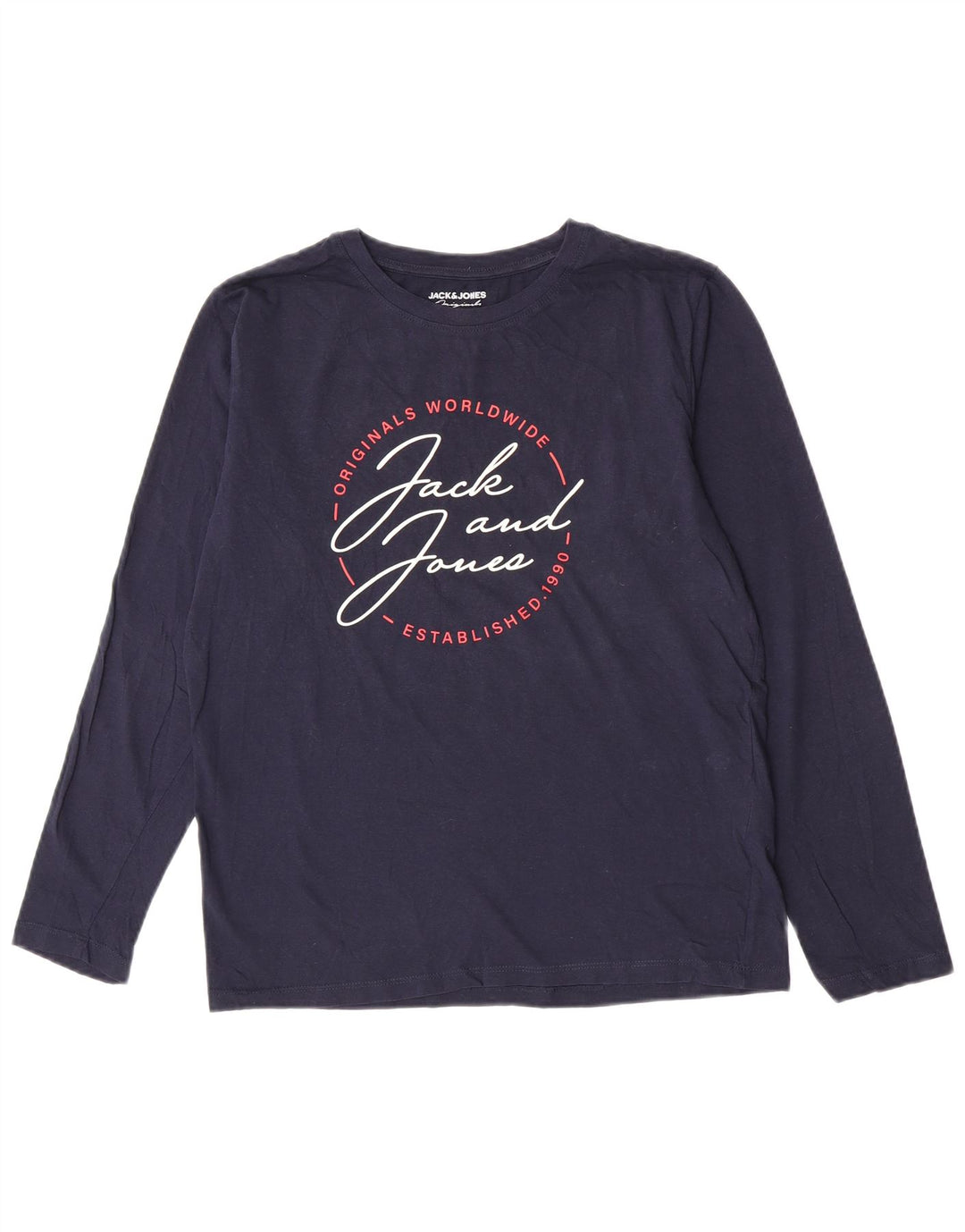 Jack & Jones Top grafico da uomo a maniche lunghe piccolo in cotone blu navy