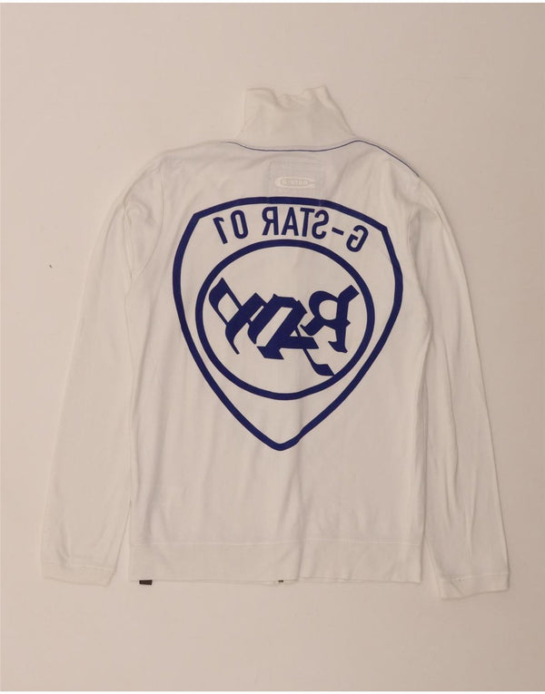 Giacca da ginnastica grafica da donna G-STAR UK 10 piccola in cotone bianco