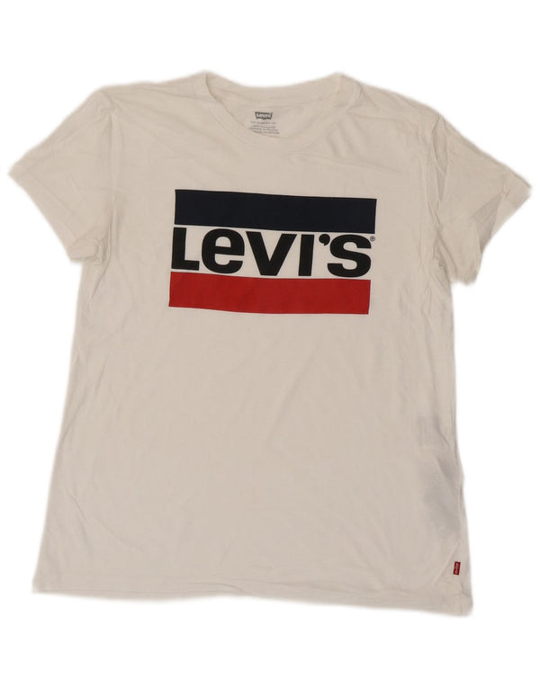 T-shirt grafica oversize da donna LEVI'S UK 6 XS cotone bianco