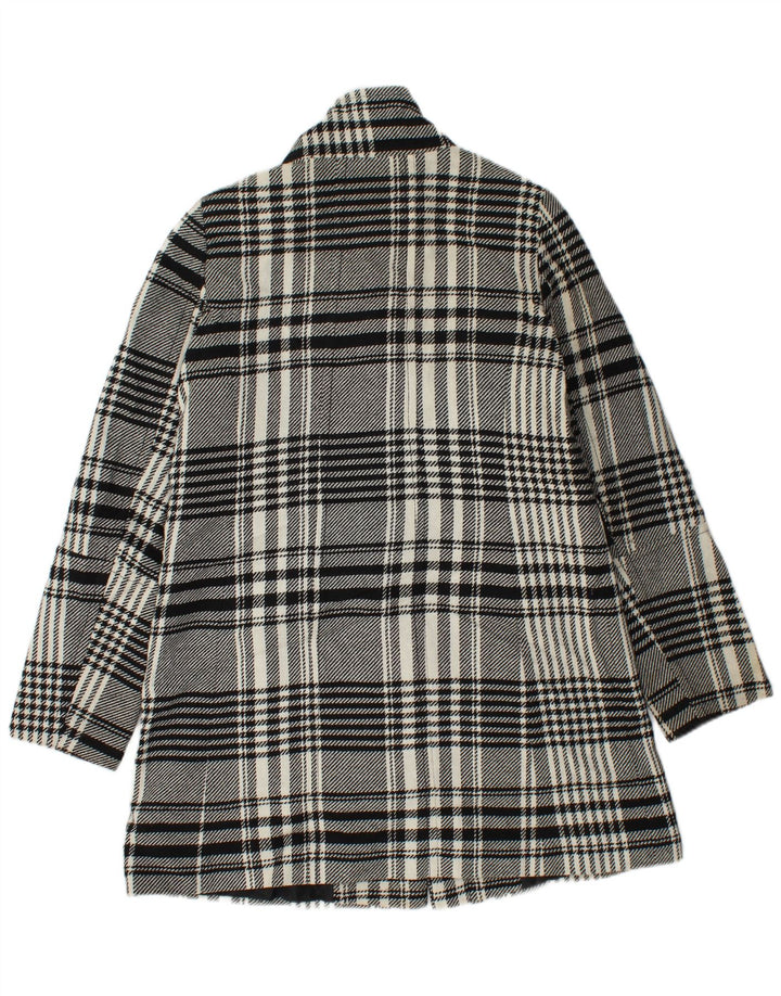 OASIS Womens Overcoat UK 14 Medium White Check Acrylic