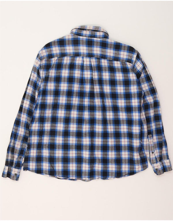 EDDIE BAUER Camicia da uomo in flanella dal taglio classico XL in cotone a quadri blu