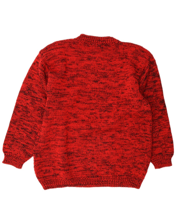 Maglione maglione girocollo con grafica vintage da donna UK 14 rosso medio chiazzato
