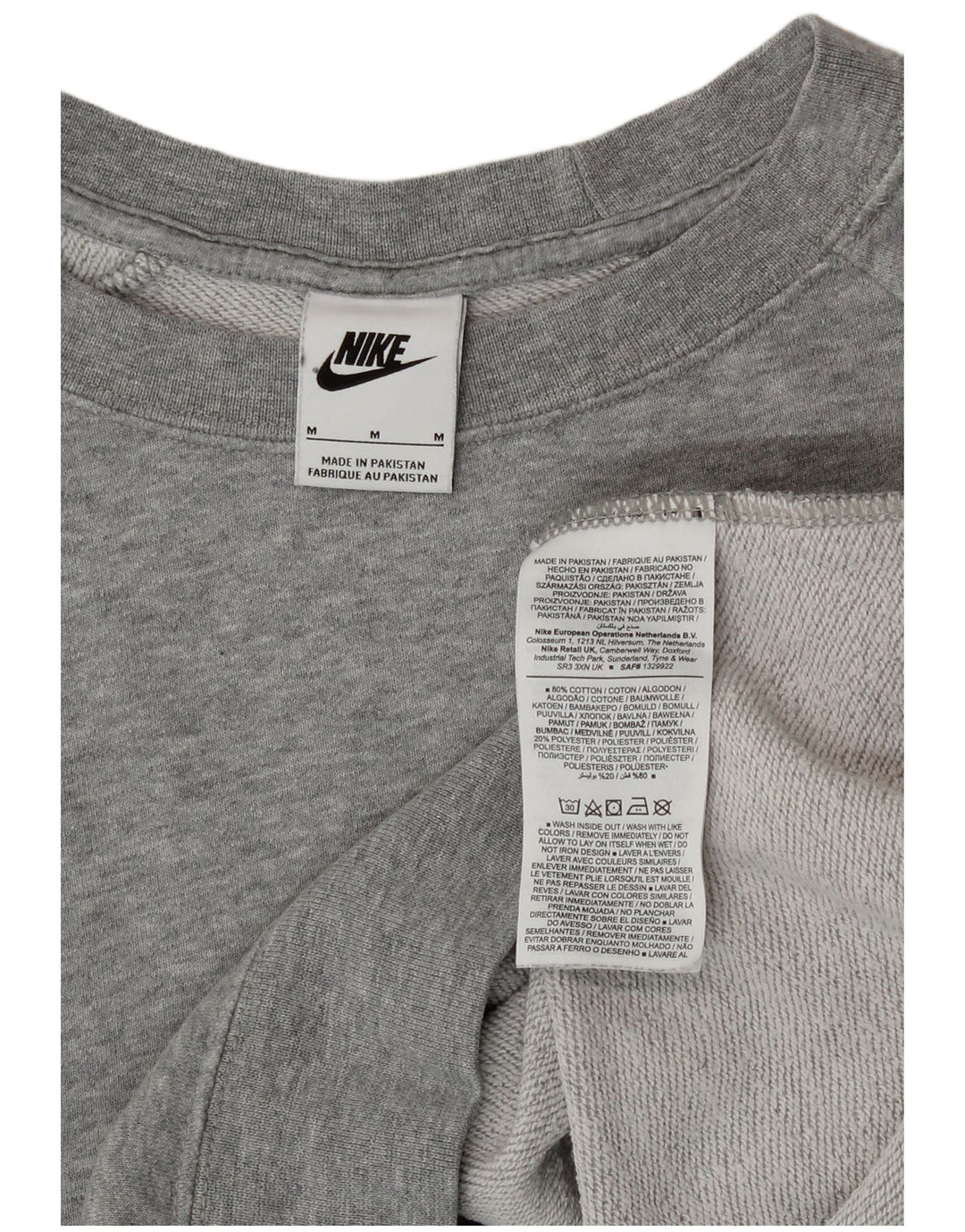 Felpa Nike da donna vestibilità ampia maglione UK 12 cotone grigio medio