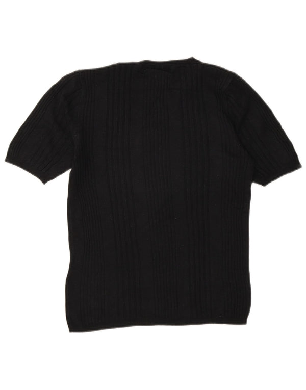Marks & Spencer maglione corto con scollo a barca da donna UK 8 piccolo blu navy