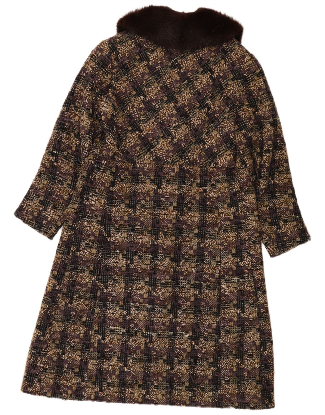 Soprabito da donna VINTAGE UK 14 medio a quadri multicolore