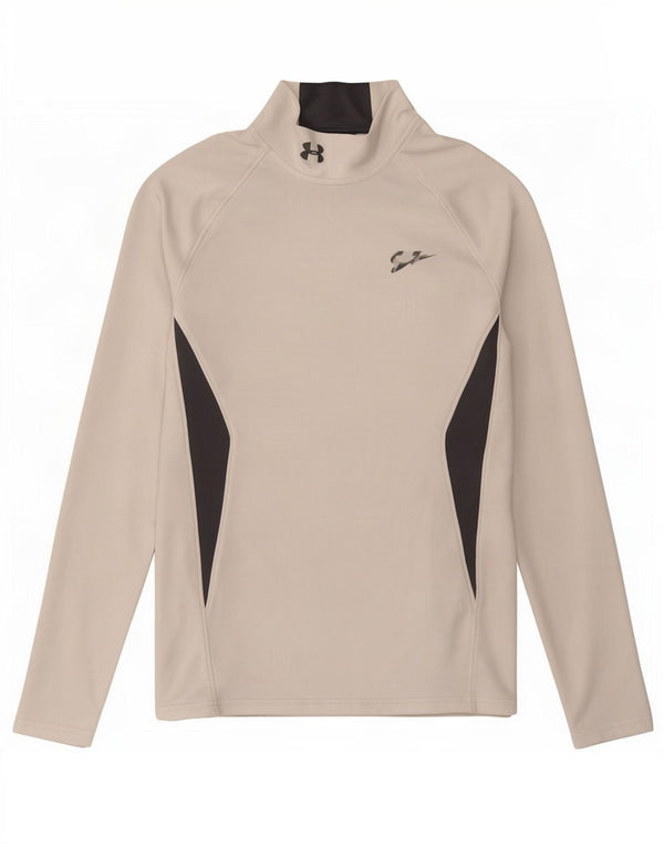 Under Armour Uomo Cold Gear Top manica lunga piccolo bianco colorblock
