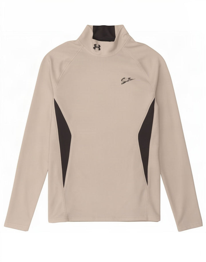 Under Armour Uomo Cold Gear Top manica lunga piccolo bianco colorblock