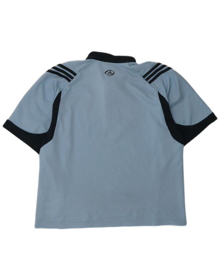Polo Adidas da uomo grande in poliestere color block blu