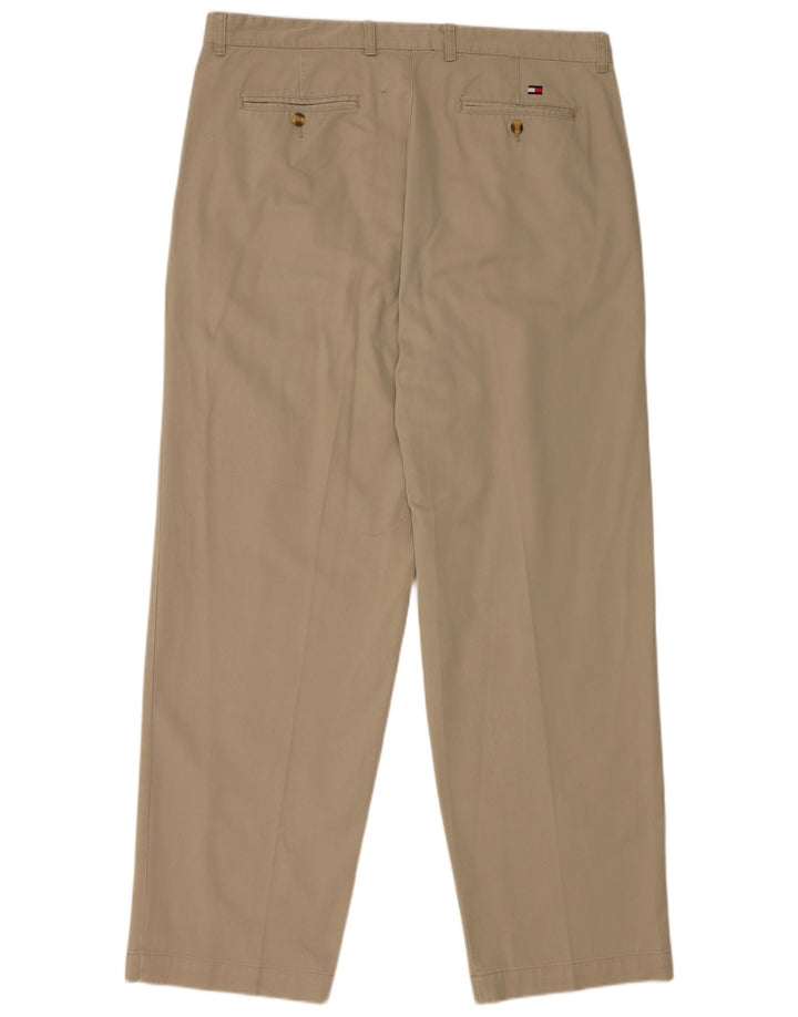 TOMMY HILFIGER Pantaloni chino con pegging da uomo W38 L32 in cotone beige