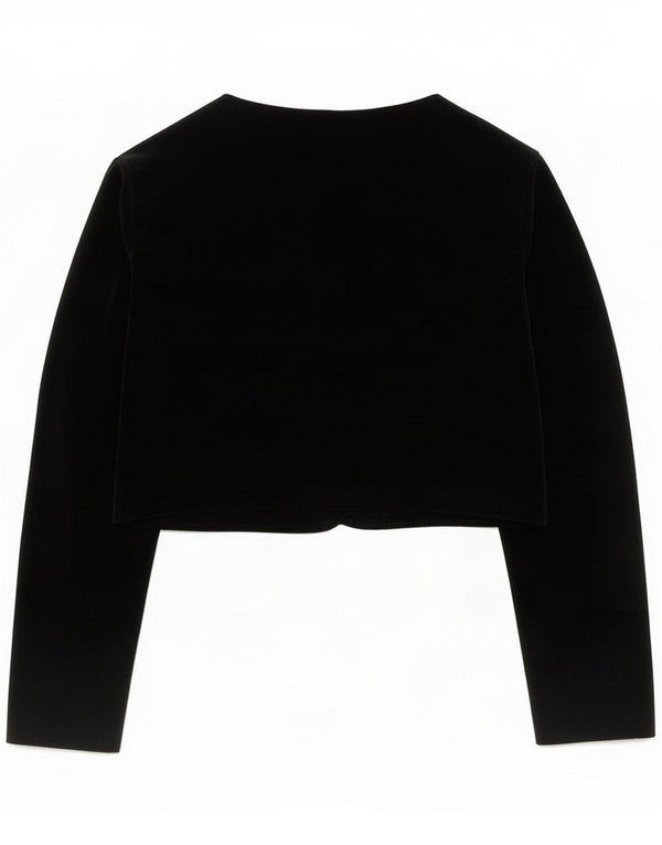 Giacca bolero vintage in velluto da donna UK 10 piccola in cotone nero