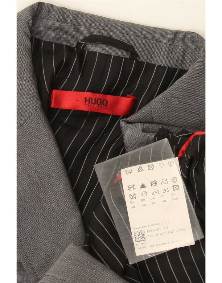 Giacca blazer a 2 bottoni da uomo Hugo Boss EU 48 lana grigio medio