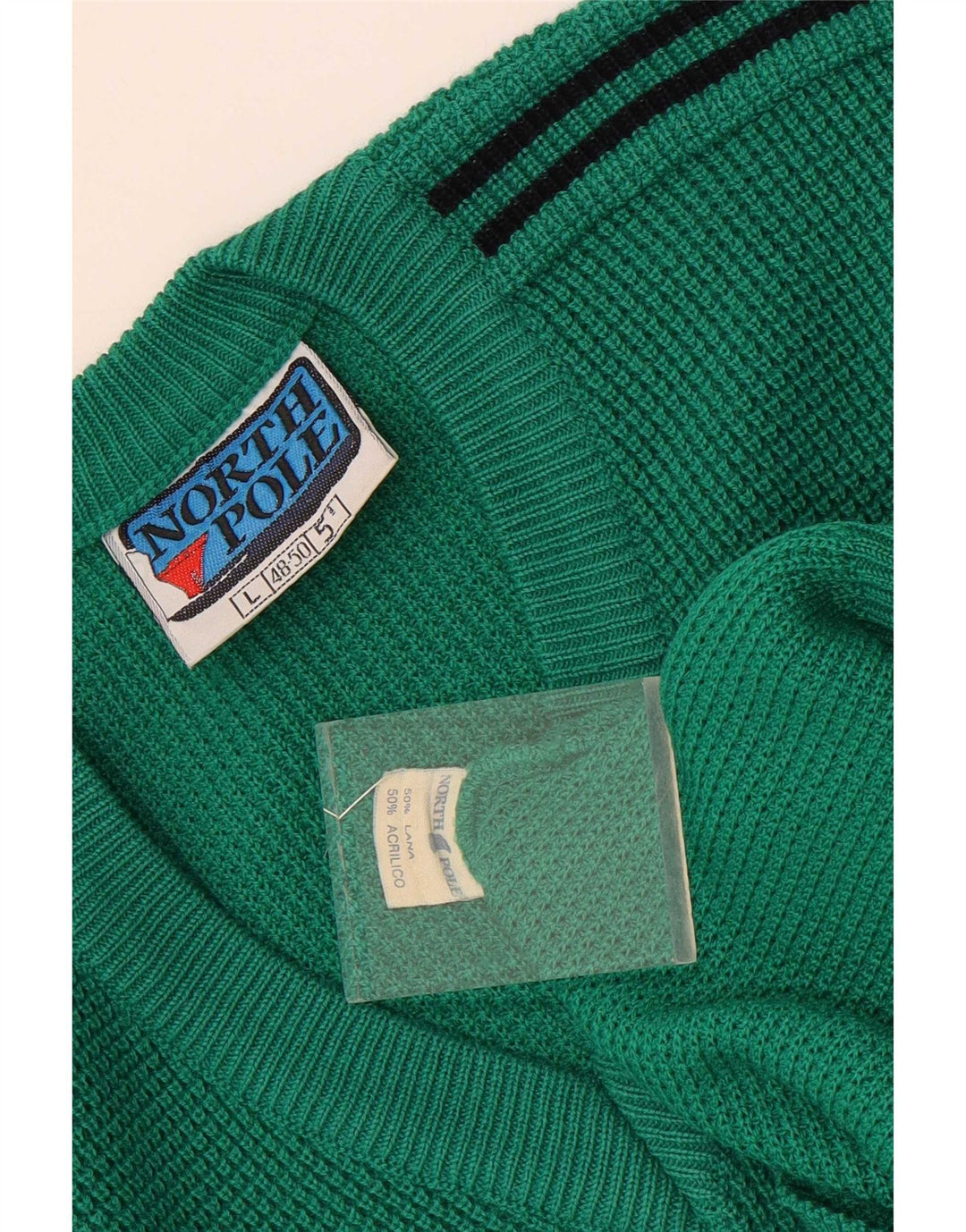 Maglione da uomo con scollo a V del Polo Nord, lana a righe verdi grandi