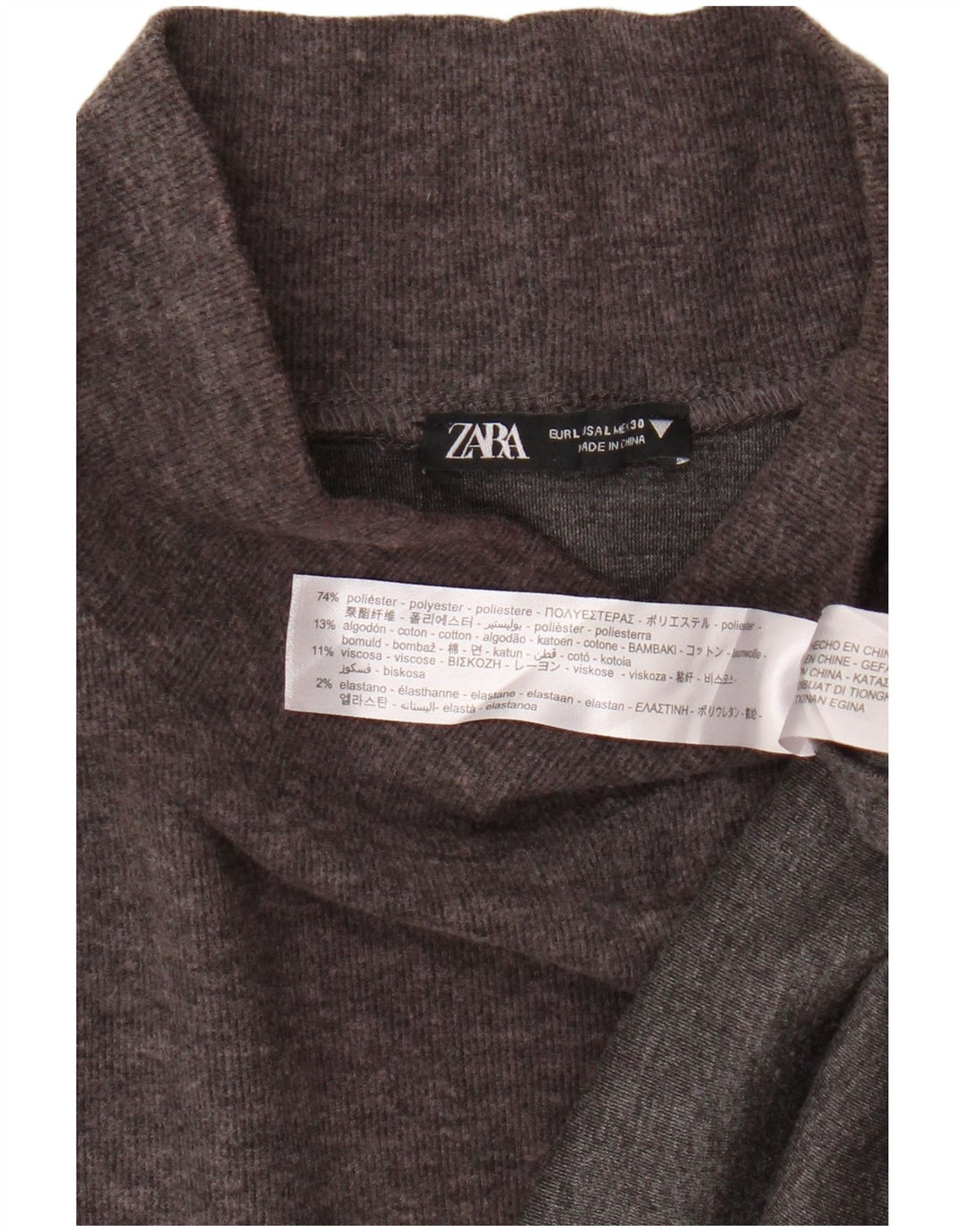 Abito maglione Zara da donna con maniche a 3/4 UK 16 grande poliestere marrone
