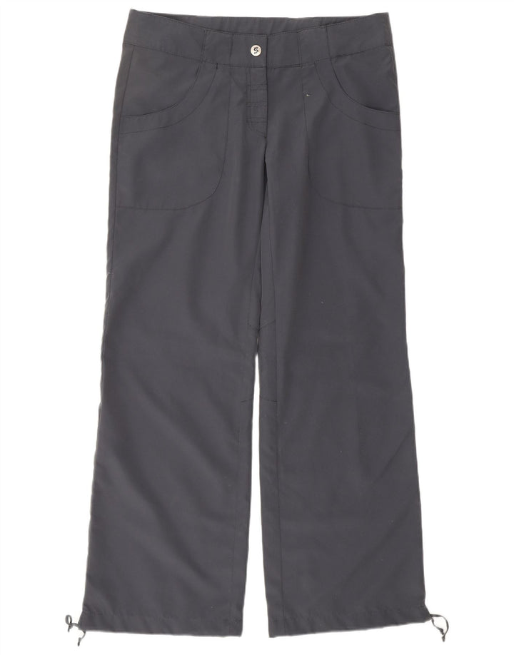VINTAGE Womens Straight Casual Trousers Medium W30 L30 Navy Blue Polyester
