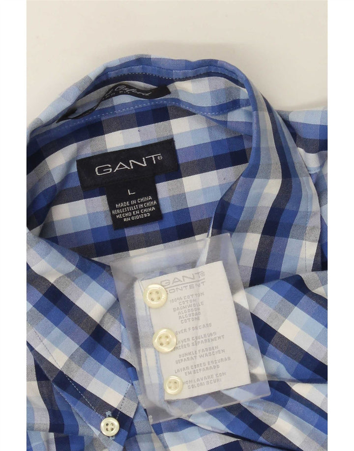 Gant Camicia da uomo in cotone a quadri grandi blu