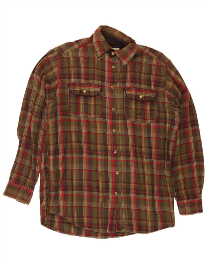 Camicia in flanella da uomo Univers, cotone a quadri kaki di grandi dimensioni