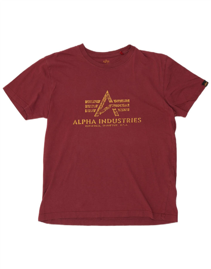 ALPHA INDUSTRIES T-shirt grafica da donna Top UK 14 Cotone bordeaux medio