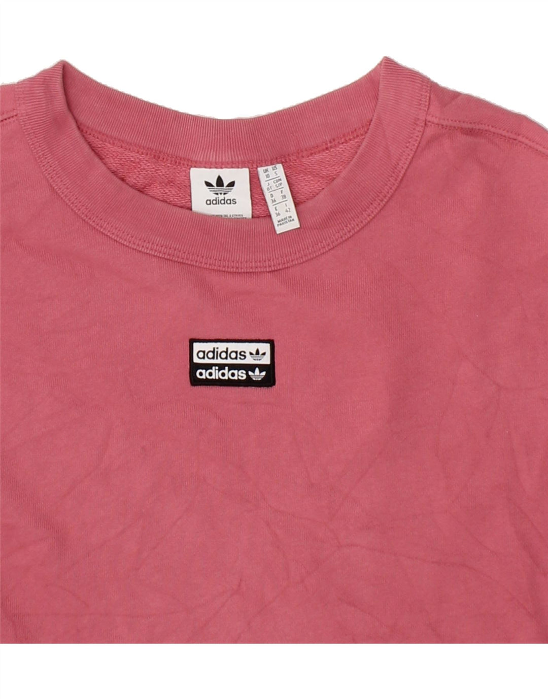 ADIDAS Womens Oversized Sweatshirt Jumper UK 10 Small Pink Cotton Vintage Adidas and Second-Hand Adidas from Messina Hembry 