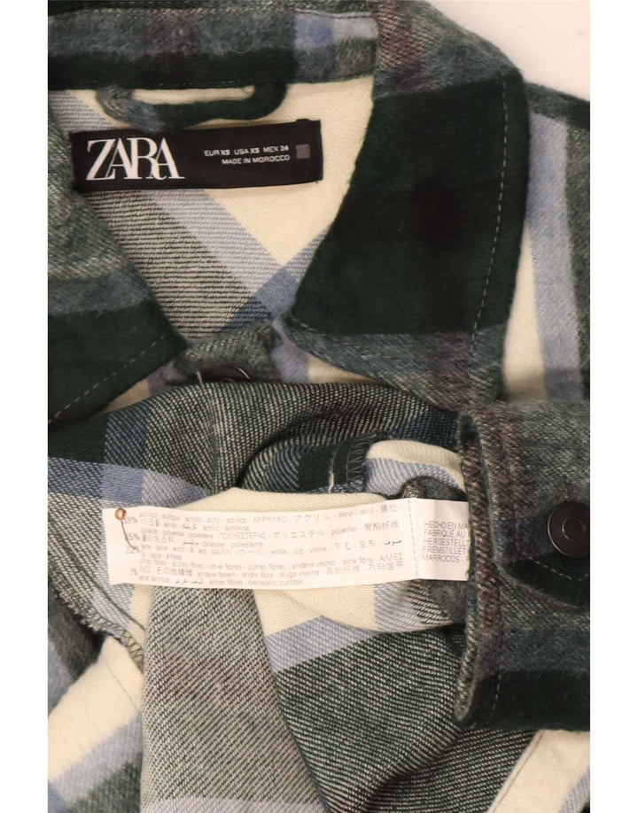 Giacca utilitaria oversize da donna Zara UK 6 XS Acrilico a quadri verdi