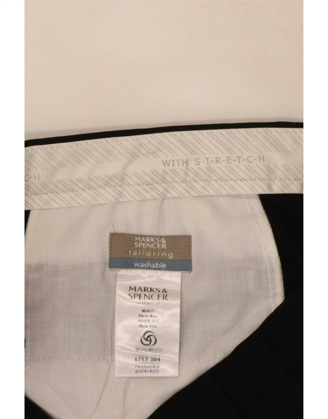 Pantaloni da abito con pegging da uomo Marks & Spencer W36 L31 poliestere nero