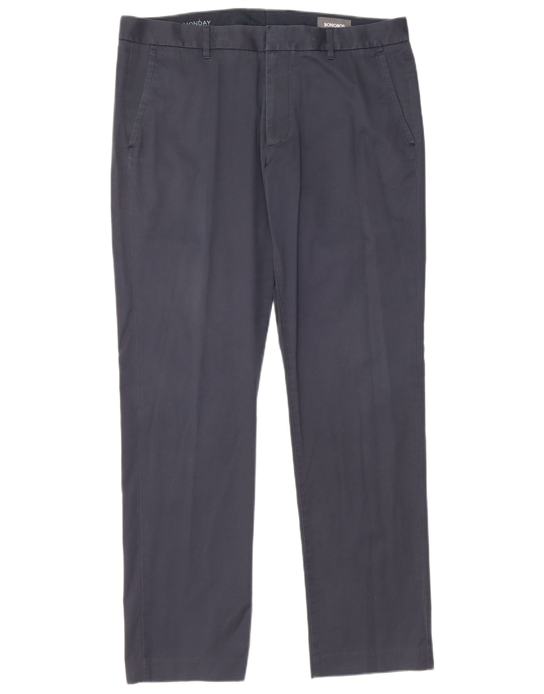 BONOBOS Pantaloni chino dritti da uomo Monday W35 L32 cotone blu navy