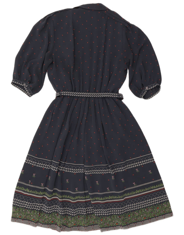 Abito a trapezio da donna con maniche a 3/4 RALPH EU 46 XL Poliestere floreale blu navy