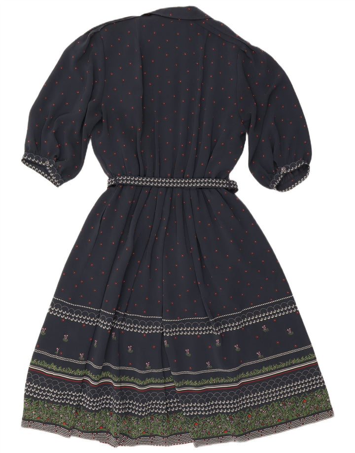 Abito a trapezio da donna con maniche a 3/4 RALPH EU 46 XL Poliestere floreale blu navy