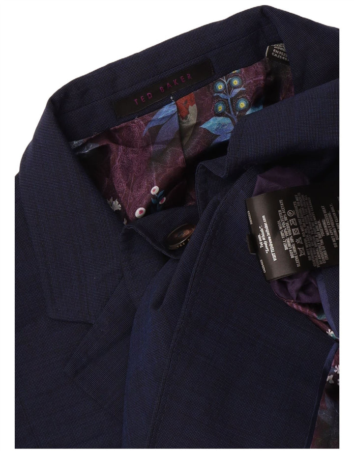 Giacca blazer da uomo a 2 bottoni Ted Baker UK 44 2XL Lana blu navy