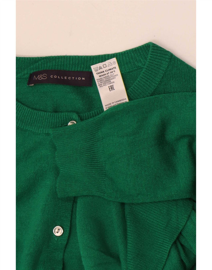 Maglione cardigan da donna Marks & Spencer UK 14 grande viscosa verde