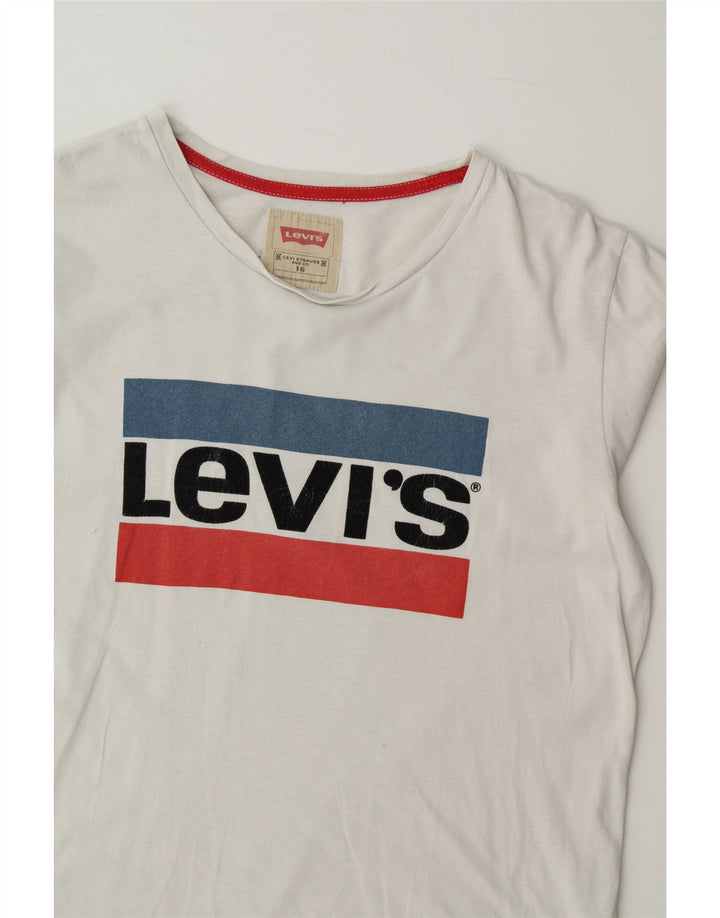LEVI'S Boys Graphic Top Long Sleeve 15-16 Years White Cotton Vintage Levi's and Second-Hand Levi's from Messina Hembry 