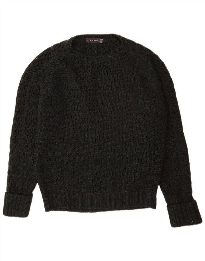Maglione girocollo da uomo Zara in acrilico nero medio