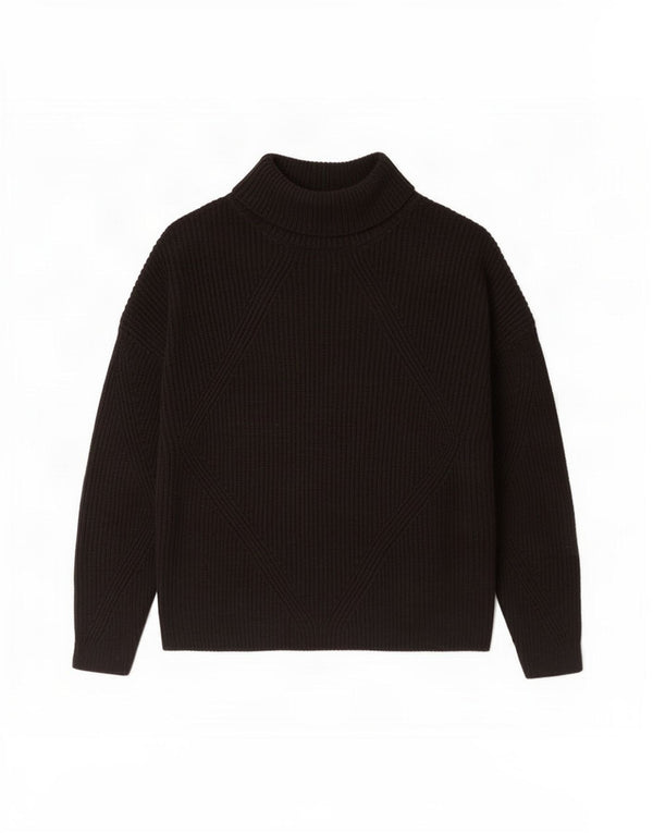 Maglione maglione a collo alto da donna Marks & Spencer UK 16 grande viscosa nera